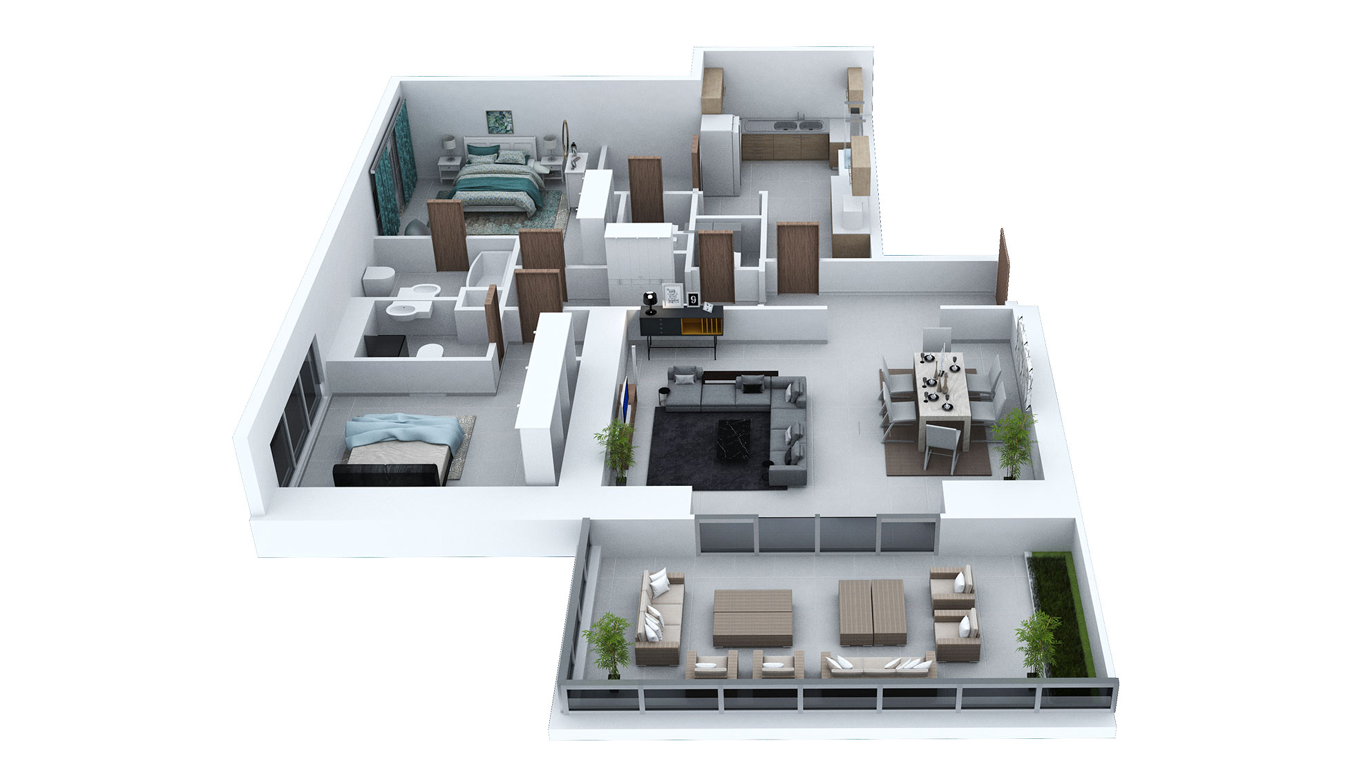 2 Bedroom Type A1 Floor Plan of Park View, Shams Abu Dhabi, Al Reem Island